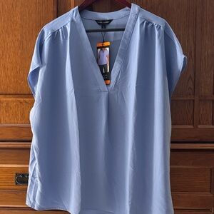 NWT Banana Republic Sky Blue V-Neck Dolman Short Sleeve Blouse